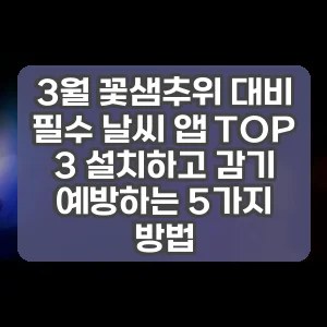 3월 꽃샘추위 대비 필수 날씨 앱 TOP 3 설치하고 감기 예방하는 5가지 방법