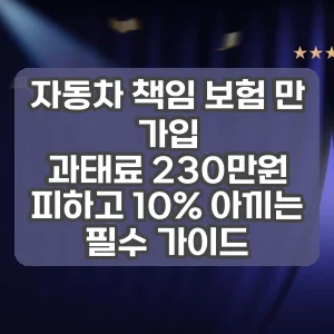 자동차 책임 보험 만 가입 | 과태료 230만원 피하고 10% 아끼는 필수 가이드