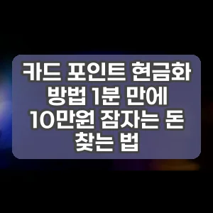 카드 포인트 현금화 방법 1분 만에 10만원 잠자는 돈 찾는 법