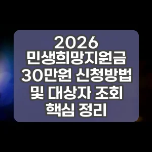 2026 민생희망지원금 30만원 신청방법 및 대상자 조회 핵심 정리