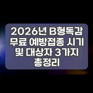 2026년 B형독감 무료 예방접종 시기 및 대상자 3가지 총정리