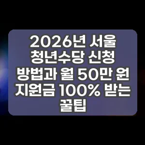 2026년 서울 청년수당 신청 방법과 월 50만 원 지원금 100% 받는 꿀팁