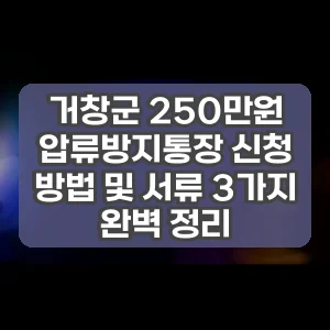 거창군 250만원 압류방지통장 신청 방법 및 서류 3가지 완벽 정리