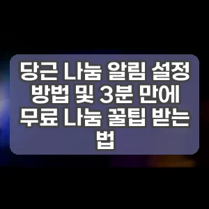 당근 나눔 알림 설정 방법 및 3분 만에 무료 나눔 꿀팁 받는 법