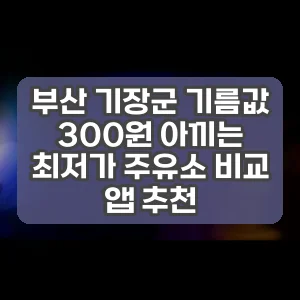부산 기장군 기름값 300원 아끼는 최저가 주유소 비교 앱 추천