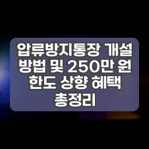 압류방지통장 개설 방법 및 250만 원 한도 상향 혜택 총정리