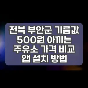 전북 부안군 기름값 500원 아끼는 주유소 가격 비교 앱 설치 방법