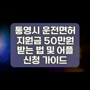 통영시 운전면허 지원금 50만원 받는 법 및 어플 신청 가이드