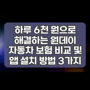 하루 6천 원으로 해결하는 원데이 자동차 보험 비교 및 앱 설치 방법 3가지